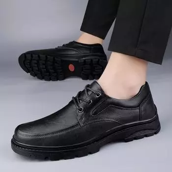 Брендовая рабочая обувь, дышащие мужские туфли-оксфорды, модельные туфли высшего качества, мужские туфли на плоской подошве, модная черная кожаная повседневная деловая обувь 38 чёрный