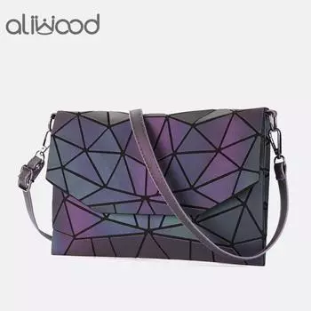 Брендовая светящаяся женская сумка, кожаная сумка-конверт, клатч с геометрической цепочкой, женские сумки через плечо, дизайнерские сумки