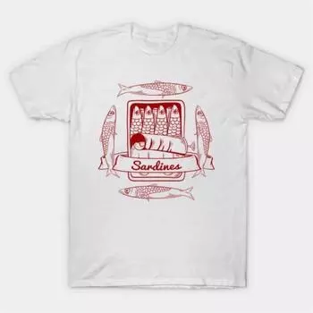 Брендовая унисекс повседневная футболка унисекс, черные футболки для унисекса, сардины в жестяной футболке, унисекс, хлопковая летняя модная футболка с коротким рукавом