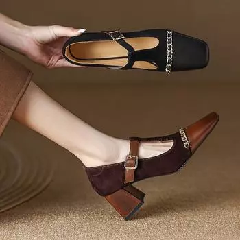 Брендовая женская обувь на массивном каблуке, модные сандалии на среднем каблуке, весна-лето, новые дизайнерские вечерние вечерние женские туфли Мари Джейн в стиле Лолиты, туфли-лодочки 38 чёрный