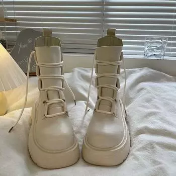 Брендовая женская обувь с круглым носком, мотоциклетные ботинки, женские модные повседневные резиновые ботинки на молнии на щиколотке, средняя осень 35 бежевый