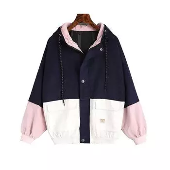 Брендовая женская вельветовая куртка с капюшоном в стиле пэчворк, осенняя уличная одежда, верхняя одежда, пальто, ветровка S серый