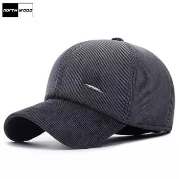 Брендовая зимняя бейсболка NORTHWOOD, мужская шапка-ушанка Gorra Snapback, уличная бархатная хлопковая кепка-дальнобойщик, размер 55-60 см для взрослых 55-60 cm чёрный