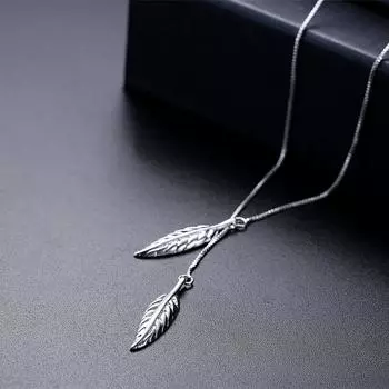 Брендовое дизайнерское винтажное ожерелье с подвеской в виде двойных листьев, колье из стерлингового серебра 925 пробы, женское элегантное ожерелье 50c m