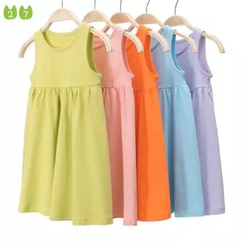 Брендовое платье для девочек, детское милое платье без рукавов с жилетом и подтяжками 90cm