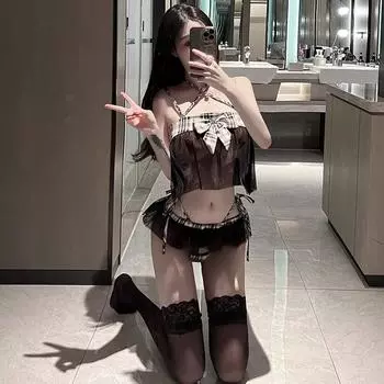 Брендовое сексуальное нижнее белье, клетчатый топ-труба, сексуальная сетчатая униформа, соблазнительный костюм для косплея average size