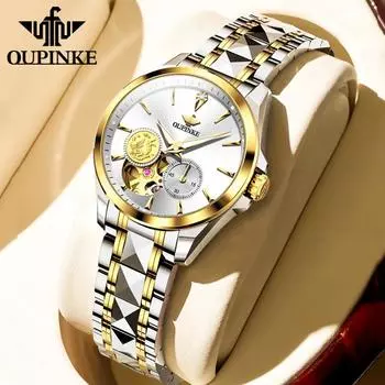 Брендовые автоматические механические часы OUPINKE, стальные деловые водонепроницаемые женские часы, женские часы
