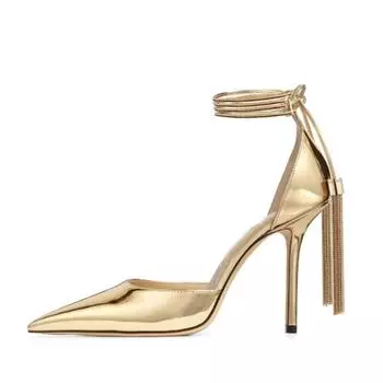 Брендовые босоножки с золотыми кисточками и ушами, модные черные туфли-лодочки, элегантные свадебные и банкетные женские туфли 43 42