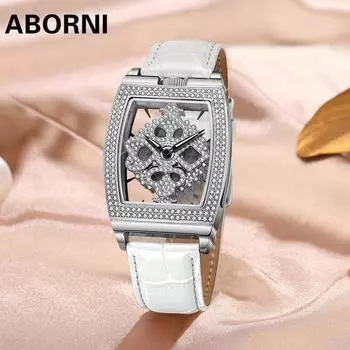 Брендовые часы ABORNI, модные часы с полым корпусом, женские часы с бриллиантовым бочонком, водонепроницаемые женские часы