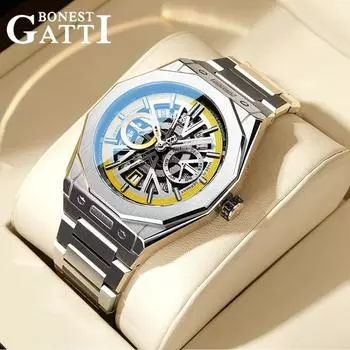 Брендовые часы Bonest Gatti, водонепроницаемые механические часы с крутым скоростным циферблатом для мужчин