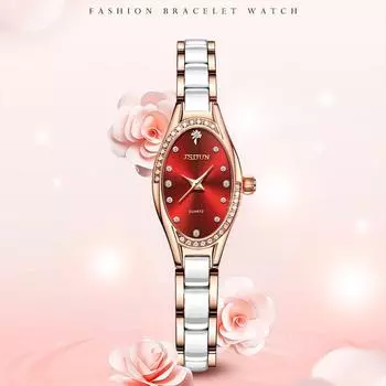 Брендовые часы JINSHIDUN, швейцарские часы с кварцевым механизмом, модные водонепроницаемые тонкие женские часы