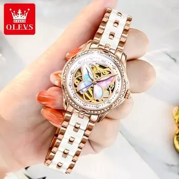 Брендовые часы OLEVS, керамические механические часы с рябчиками и бабочкой, модные женские часы, женские часы