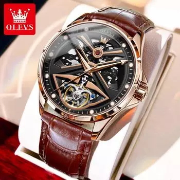 Брендовые часы OLEVS, модные индивидуальные трендовые водонепроницаемые светящиеся механические часы, мужские часы, мужские часы