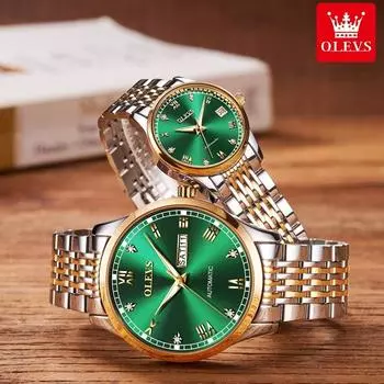 Брендовые часы OLEVS, простые водонепроницаемые механические часы, подарочные часы для мужчин и женщин, мужские часы