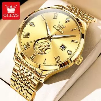 Брендовые часы OLEVS, водонепроницаемые светящиеся гладкие механические мужские часы, мужские часы