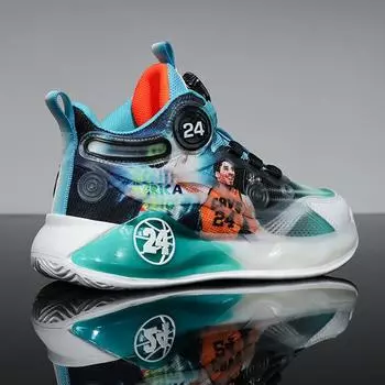 Брендовые детские баскетбольные ботинки Tide для мальчиков и девочек, спортивные кроссовки с высоким берцем, детские студенческие прогулочные теннисные кроссовки 30 оранжевый/синий