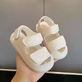 Брендовые детские летние сандалии Claladoudou, однотонная уличная повседневная обувь для детей 0-3 лет, мягкие пляжные сандалии с закрытым носком для мальчиков и девочек 15 белый