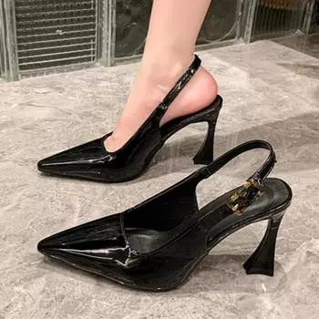 Брендовые дизайнерские босоножки на высоком каблуке для женщинлетние босоножки с острым носком и ремешком на щиколотке для женщин больших размеров42stiletto party shoes 34 вино красного