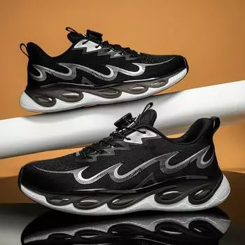 Брендовые дизайнерские кроссовки Flame, мужские кроссовки с вращающейся кнопкой для мужчин, уличная беговая обувь с сеткой, дышащая спортивная обувь для ходьбы, мужская 38