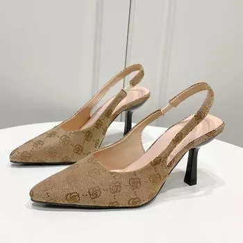 Брендовые дизайнерские сандалии на высоком каблуке, женские летние туфли-лодочки с острым носком и ремешками на щиколотке, женские туфли размера плюс 42 для вечеринок на тонком каблуке 35 хаки