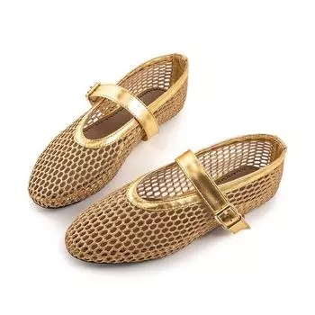 Брендовые дизайнерские сетчатые туфли на плоской подошве для женщин, легкие, удобные, прогулочные туфли, элегантные мокасины, балетки, летние сандалии Мэри Джейн 35 бежевый