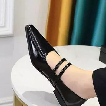 Брендовые дизайнерские туфли Мэри Джейн в винтажном стиле с острым носком, модные туфли со стразами и пряжкой, женская обувь в уличном стиле на толстом каблуке 35