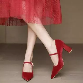 Брендовые дизайнерские туфли в стиле ретро на толстом каблуке для женщин Мэри Джейн, модные туфли с острым носком, удобные туфли-лодочки для офиса 35