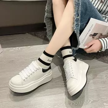 Брендовые кожаные женские кроссовки, белые женские спортивные кроссовки на платформе, женская вулканизированная обувь, кроссовки, повседневные женские кроссовки 35