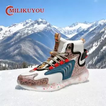 Брендовые кроссовки для мальчиков, водонепроницаемые зимние ботинки, зимние теплые плюшевые ботильоны, повседневные нескользящие кроссовки для мужчин, роскошная обувь для ходьбы 35