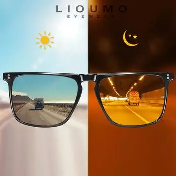 Брендовые квадратные фотохромные солнцезащитные очки с заклепками, мужские поляризационные женские солнцезащитные очки для вождения, дневное ночное видение, антибликовые zonnebril heren Orignal