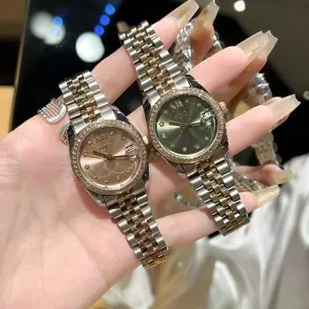 Брендовые кварцевые часы унисекс со стальным ремешком — оригинальные, водонепроницаемые для мужчин и женщин оливковое зеленый