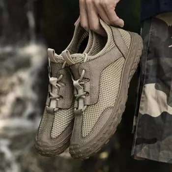 Брендовые летние летающие тканые дышащие сетчатые кроссовки для мужчин, противоскользящие кроссовки для скалолазания, скорость, помехи, водные кроссовки 38 серый