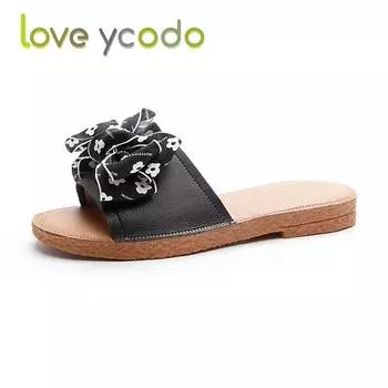 Брендовые летние женские и студенческие тапочки из натуральной кожи Love Ycodo, размер 35–43 с отделкой бабочкой 43 белый