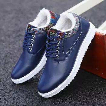 Брендовые модные кроссовки мужские повседневные зимние теплые ботильоны на шнуровке с мехом для отдыха на открытом воздухе нескользящие зимние ботинки Masculina Bota 39 золотой