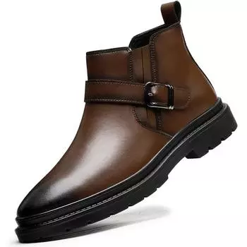 Брендовые мужские ботинки Chelsea, высококачественные кожаные мужские дизайнерские ботинки, модные повседневные высокие деловые кожаные туфли, ковбойские сапоги 39 чёрный