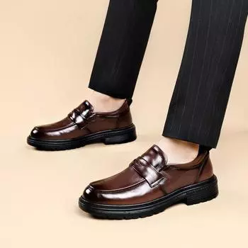 Брендовые мужские кожаные деловые туфли, мужские офисные туфли на плоской подошве, оксфорды, дышащие, для вечеринок, свадеб, годовщин, дизайнерские лоферы 38 чёрный