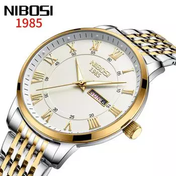 Брендовые мужские кварцевые часы NIBOSI, модные простые студенческие часы