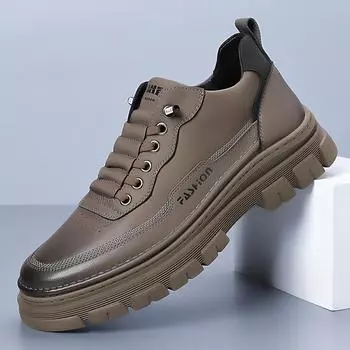 Брендовые мужские осенние удобные нескользящие износостойкие низкие рабочие туфли модные новые мужские повседневные спортивные туфли на шнуровке 38 чёрный