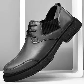 Брендовые мужские повседневные кожаные туфли, классические трендовые удобные туфли-оксфорды, британская мода, мужские деловые туфли 2024 года, новинка ручной работы 38 чёрный
