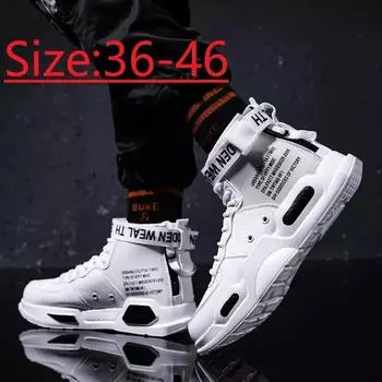 Брендовые мужские повседневные кроссовки Высокие кроссовки Модные баскетбольные спортивные теннисные туфли для мальчиков Обувь для бездорожья Кроссовки для пар 36 красный