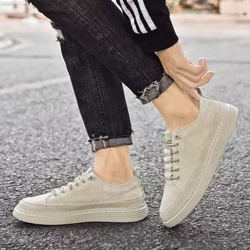 Брендовые мужские повседневные новые кожаные туфли для мужчин, нескользящая спортивная обувь, модные удобные кроссовки, мужские повседневные туфли без шнуровки на плоской подошве 38 бежевый