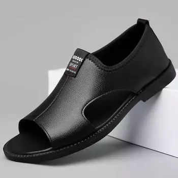 Брендовые мужские сандалии, дизайнерские модные кожаные повседневные мужские летние удобные пляжные тапочки для отдыха на открытом воздухе, нескользящие мужские сандалии 2024 38 темно-коричневого