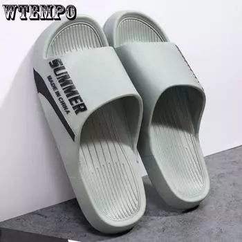 Брендовые мужские тапочки WTEMPO, верхняя одежда, модные нескользящие летние домашние тапочки для мальчиков с мягкой подошвой и толстой подошвой, домашние тапочки для ванной комнаты 40-41 чёрный