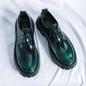 Брендовые мужские туфли из кожи на платформе, модная повседневная обувь на шнуровке, высококачественные официальные туфли-оксфорды на толстой подошве, деловые туфли 38 чёрный