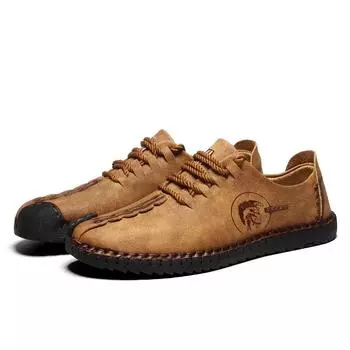 Брендовые мужские туфли из натуральной кожи, повседневные, из искусственной кожи, дышащие, для пешего туризма, высокого качества, для отдыха, нескользящие, легкие, ручного пошива, износостойкие, большого размера 38 чёрный