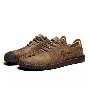 Брендовые мужские туфли из натуральной кожи, повседневные, из искусственной кожи, дышащие, для пешего туризма, высокого качества, для отдыха, нескользящие, легкие, ручного пошива, износостойкие, большого размера 38 чёрный