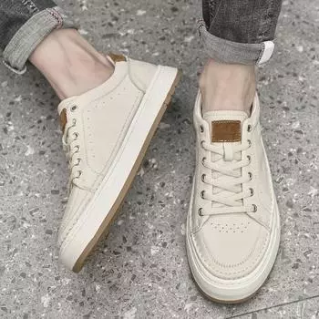 Брендовые мужские туфли из воловьей кожи с верхним слоем, удобные, весенние, мужские, для отдыха на открытом воздухе, дышащие, на шнуровке, для спорта и отдыха, маленькие белые туфли 38 чёрный