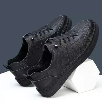 Брендовые мужские туфли Muller из натуральной кожи 2024 года, роскошные дизайнерские туфли на плоской подошве, повседневные кожаные кроссовки для ходьбы на открытом воздухе 38 чёрный