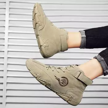 Брендовые мужские удобные ботинки Octopus Mid Top с бархатными теплыми ботинками, модные мужские короткие ботинки со шнуровкой и мягкой подошвой 38 бежевый