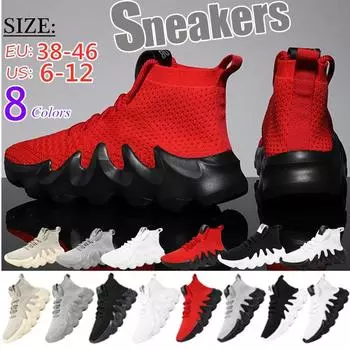 Брендовые мужские высокие модные кроссовки дышащая обувь удобные кроссовки повышают спортивные туфли мужские легкие кроссовки для ходьбы 39 красный черный